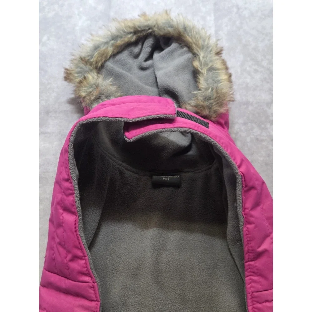 NEW Eddie Bauer Hooded Dog Pet Lined Parka Jacket Coat Hood Pink Large 18-21